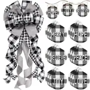 Christmas Bow Tree Topper Plaid Large Christmas Tree Topper Buffalo Plaid Dec...
