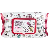 在飛比找Yahoo奇摩購物中心優惠-小禮堂 Hello Kitty 抑菌濕紙巾包 70抽 (插畫