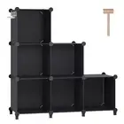 6 Cubes Storage Organizer Bookcase Display Shelf with Wooden Mallet Cabinet S...