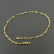 14K YELLOW GOLD 2.2MM SOLID TEXTURED OVAL CABLE LINK 10" ANKLET
