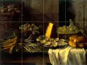Still Life Oysters Ceramic Mural Backsplash Tile #849