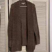 NWT Orvis Chenille Shawl Collar Cardigan Adult Womens XL Brown Soft Open Front