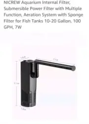 Aquarium Internal Filter, Submersible Power Filter with Multiple Function, Aerat