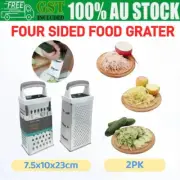 2PK 4 Sided Food Grater Stainless Steel Box Cheese Carrot Shredder Kitchenware