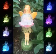 Solar Fairy Angel Statue Glass Ball Garden Art LED Light Outdoor Yard Lawn Decor