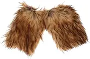 [GAROZATION] Faux Fur Leg Warmers Set Viking Costume Leg Wraps Fluffy Boots for Men/women Medieval Boot Covers
