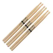 3 Pair ProMark 5B Wood Oval Tip Medium Taper Hickory Drumsticks / TX5BW