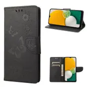 For Samsung Galaxy A54 5G Case, Butterfly Emboss PU Leather Cover, Black