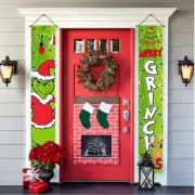 Grinch Christmas Decorations Outdoor, Grinchmas Front Porch Decor Banner, Christ