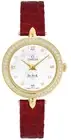Omega DeVille Prestige Mother of Pearl Dial Red Leather Strap Gold Ladies Watch