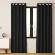 1 Pair Blockout Curtains Artiss Eyelet 240x230cm Black