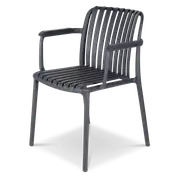 Salerno UV Polypropylene Premium Dining Chair with Arm in Gunmetal