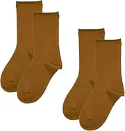 fukuske(福助) Fukusuke 3245Q21M Women's Solid, Crew Length Socks, Thin Fabric, Wool Blend Socks, 2 Pairs Set, Loose Mouth, Loose Toe Heel, Loose Toe, Hard to Crush Toes, Fukusuke