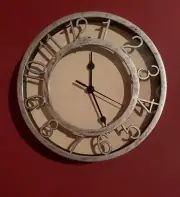 8" Silent Quartz Wall Clock Non-Ticking Digital Silver Clocks with 3D Numbers