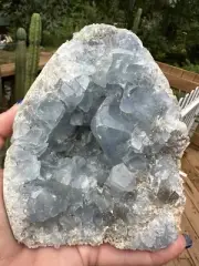 Egg Shaped Natural Celestite Celestine Gemstone Crystal Cluster Geode Specimen