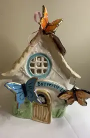 Blue Sky Clayworks BUTTERFLY COTTAGE Tea Light Candle House Auth Retailer NEW