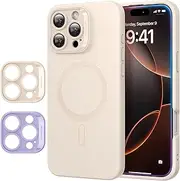 ESR for iPhone 16 Pro Max Case with MagSafe, Supports Magnetic Charging, Smooth & Slim Silicone Case, Full Screen and Camera Protection, Anti-Scratch, Soft Microfiber Lining, Cloud Series, Light Tan