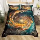 Set Twin Size,Dark Gold Starry Sky Outer Space Theme Duvet Cover Set Kids Boys