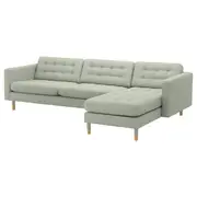 LANDSKRONA 4-seat sofa, with chaise longue/Gunnared light green/wood