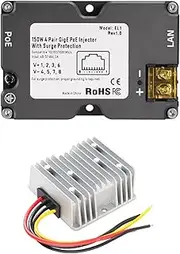 150W DC 48-57V GigE PoE Injector with ABS ESD Safety DC Boost Converter 12V to 48V for Dish V2 Satellite Internet Kit