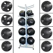 HCE Dual Grip Medicine Exercise Ball Set 3Kg to 10Kg Commercial Weighted Rubber Dual Handle Med Balls with Double-Sided Tree Rack Ideal for Plyometrics, Training, Yoga, Floor & Abs Workouts, Medball Core Therapy Ball Stand by Fitness and Sport