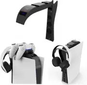 Controller Charger and Cooling Fan for PS5 with LED Indicator,2in1 Compatible wi