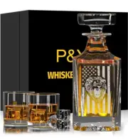 Whiskey Decanter Sets for Men, 25 oz Whisky Decanter with 2 Glasses Laser Etched