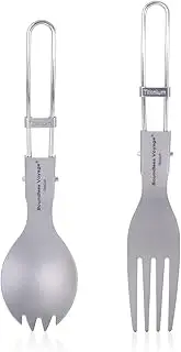Boundless Voyage Folding Flaware Ultralight Titanium Cutlery Portable Spoon Fork Spork for Camping Hiking Home School Office Indoor Outdoor Ti1570B