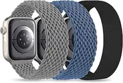 3 Pack Stretchy Nylon Solo Loop Band Compatible with Apple Watch 38/40/41mm & 42/44/45/49mm Ultra2 for Men Women, Soft Elastic Sport Wristband Strap for iWatch Ultra Series 9/8/7/6/5/4/3/2/1/SE/SE2