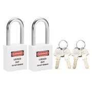 Lockout Tagout Locks 1-1/2 Inch Shackle Key Different Safety Padlock White 2 Pcs
