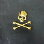 1x Golden Chrome Crossbones Skull Skeleton Metal Decal Badge Sticker Emblem Type (for: Porsche)