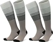 [GoWith] Unisex Bamboo Graduated Compression Socks, 15-20 mmHg Perfect-Fit Breathable Travel Knee High Socks for Men & Women