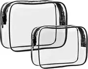 [Generic] Toiletry Bag - 2 Pack Clear Travel Bags for Toiletries, Clear Makeup Bags Clear Toiletry Bags Quart Size Travel Bag (Black, One Size)