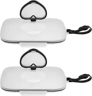 2Pcs Wipes Dispenser with Sealing Design Lids Portable Baby Wipes Holder On The Go Portable Wipes Container Reusable Wipes Case Refillable Plastic Wipe Container Box for Baby Adult Travel