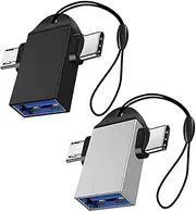 LABRIMP 2Pcs Fast Charging Adapter Type C Micro to USB Converter for Seamless Data Transfer Compatible with Smartphones Tablets Laptops USB Flash Drives and Peripherals