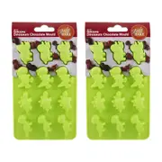 4pc Daily Bake Silicone Dinosaur Shaped 12 Cup Chocolate Mould Set Green