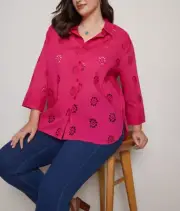 Autograph Berry 3Q Sleeve Shifley Voile Shirt Size 24 DISCOUNTED