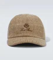[Loro Piana] Loro Piana Logo linen and silk baseball cap XL brown