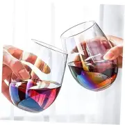 Colored Stemless Wine Glasses, 18 Oz Large Rainbow Wine Glasses, SET OF 2