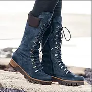 Women's Boots Biker boots Combat Boots Motorcycle Boots Outdoor Work Daily Solid Color Mid Calf Boots Winter Block Heel Chunky Heel Pointed Toe Casual Minimali
