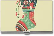 [VFMKT] Slim Metal Business Card Holder Portable Business Card Case Pocket Name Card Holder Reindeer Christmas Stocking Wallet for Men Women Office Travel