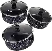 HOLIDYOYO 1 Set Enamel Saucepan Cookware with Lid Double Eared Design for Easy Carrying for Cooking Noodles Sauces More Suitable for Home Office Use