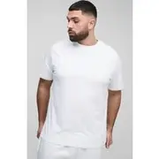 Mens White Plus Basic Crew Neck Regular Fit T-shirt