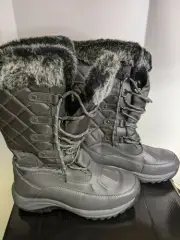 Pacific Mountain Women's Whiteout Water Resistant Winter Charcoal Snow Boots 8.5