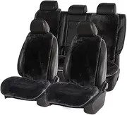 1pc/1set Sheepskin Car Seat Cover Natural Plush Universal Car Interior SUV MPV Sedan Car Seat Protector Luxury Car Seat Cushion(Gray 1 Set)