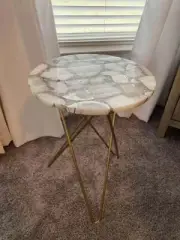 White Agate Round Coffee Table Tops, Agate Gemstone Center Sofa Table Home Decor