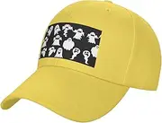 [FSCEV] Funny White Ghost Plain Curved Brimmed Duckbill Cap Men and Women Outdoor Sports Baseball Hat, yellow, One size