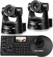 FoMaKo NDI PTZ Camera Set 30x Optical Zoom AI Auto Tracking 1080p 60fps HDR Supports with 3G-SDI/HDMI/LAN(PoE) for YouTube OBS Live Streaming (2*NDI Cameras & 1*PTZ Camera Controller), BN302