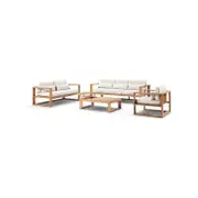 Santorini 3+2+1 With Coffee Table In Teak Timber Look Finish