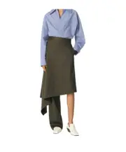 Wool Subtle Stripe Skirt Trousers IT40 Forest/Caper Melange